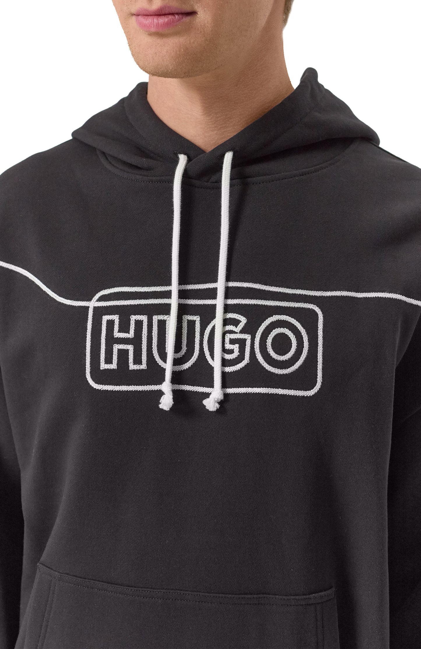 Hugo Blue Line Hoodie With Contrast Logo