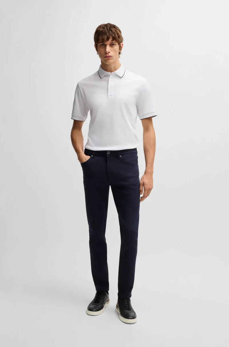 PORSCHE X BOSS MERCERIZED-COTTON POLO SHIRT WITH LOGO DETAIL - Slim Fit