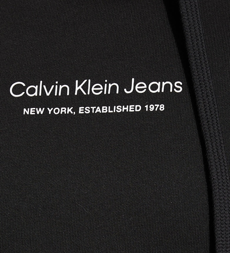 Calvin Klein Jeans Hoodie - Black Graphic Sweatshirt with Sleeve Print