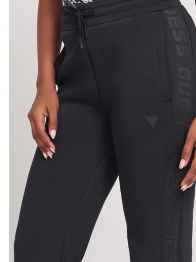 GUESS Premium Cotton White Sweatpants - Signature Side Branding