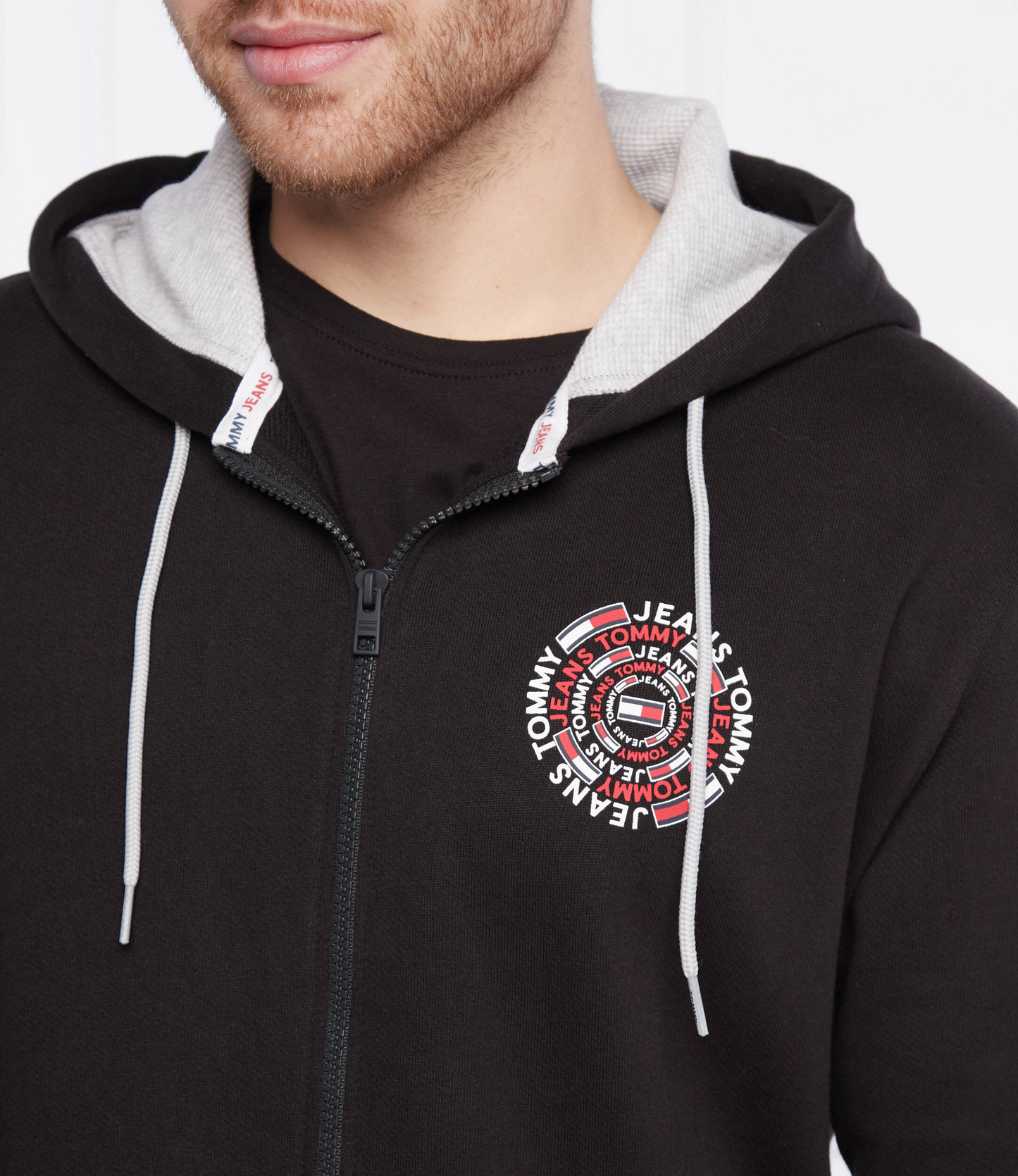 Tommy Jeans Black Zip-Up Sweatshirt with Back Print - Premium Cotton