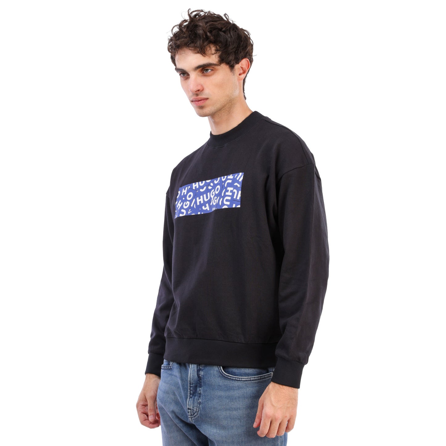 Hugo Blue Line Sweater With Printed Logo
