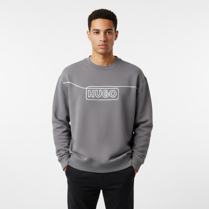 Hugo Blue Line Sweater With Contrast Logo