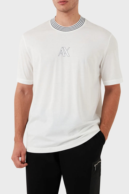 ARMANI EXCHANGE Crew-Neck T-Shirt with Chamoi print Logo - Regular Fit