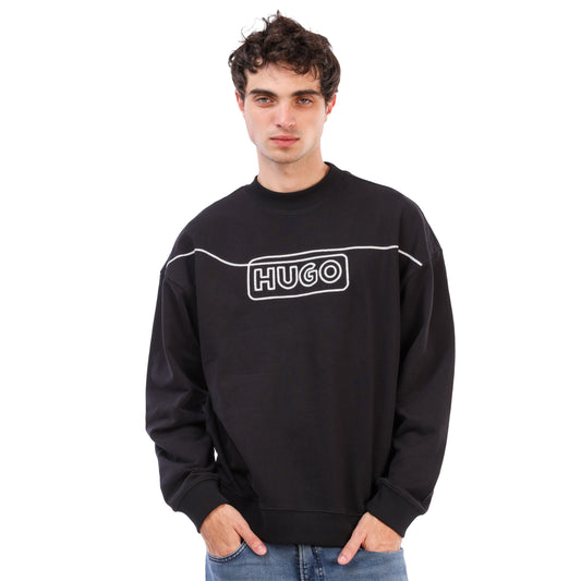 Hugo Blue Line Sweater With Contrast Logo