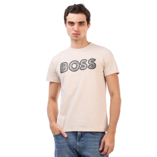 BOSS T-SHIRT WITH RUBBER PRINT LOGO - SLIM FIT