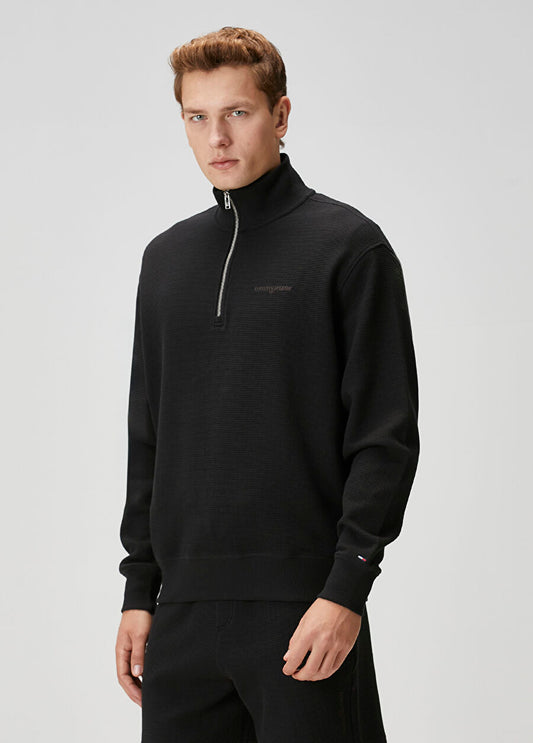 Tommy Jeans Waffle Knit Half-Zip Sweatshirt