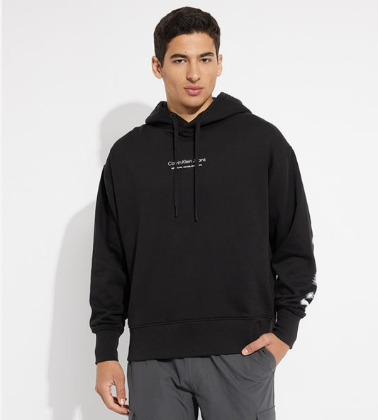 Calvin Klein Jeans Hoodie - Black Graphic Sweatshirt with Sleeve Print