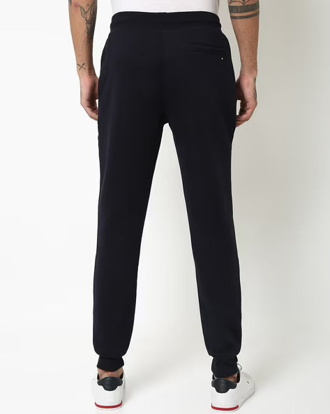 Tommy Jeans Navy Blue Cotton Sweatpants with Side Logo