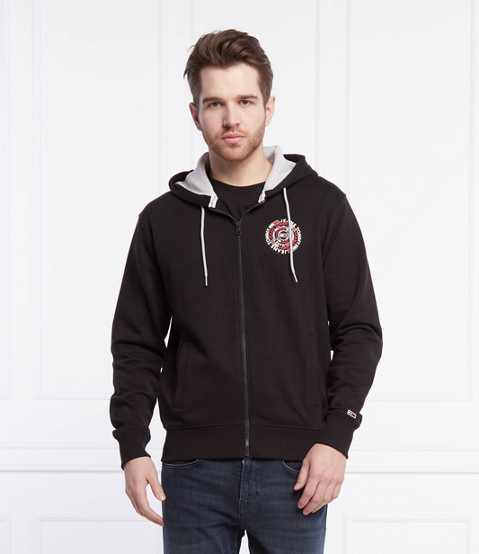 Tommy Jeans Black Zip-Up Sweatshirt with Back Print - Premium Cotton