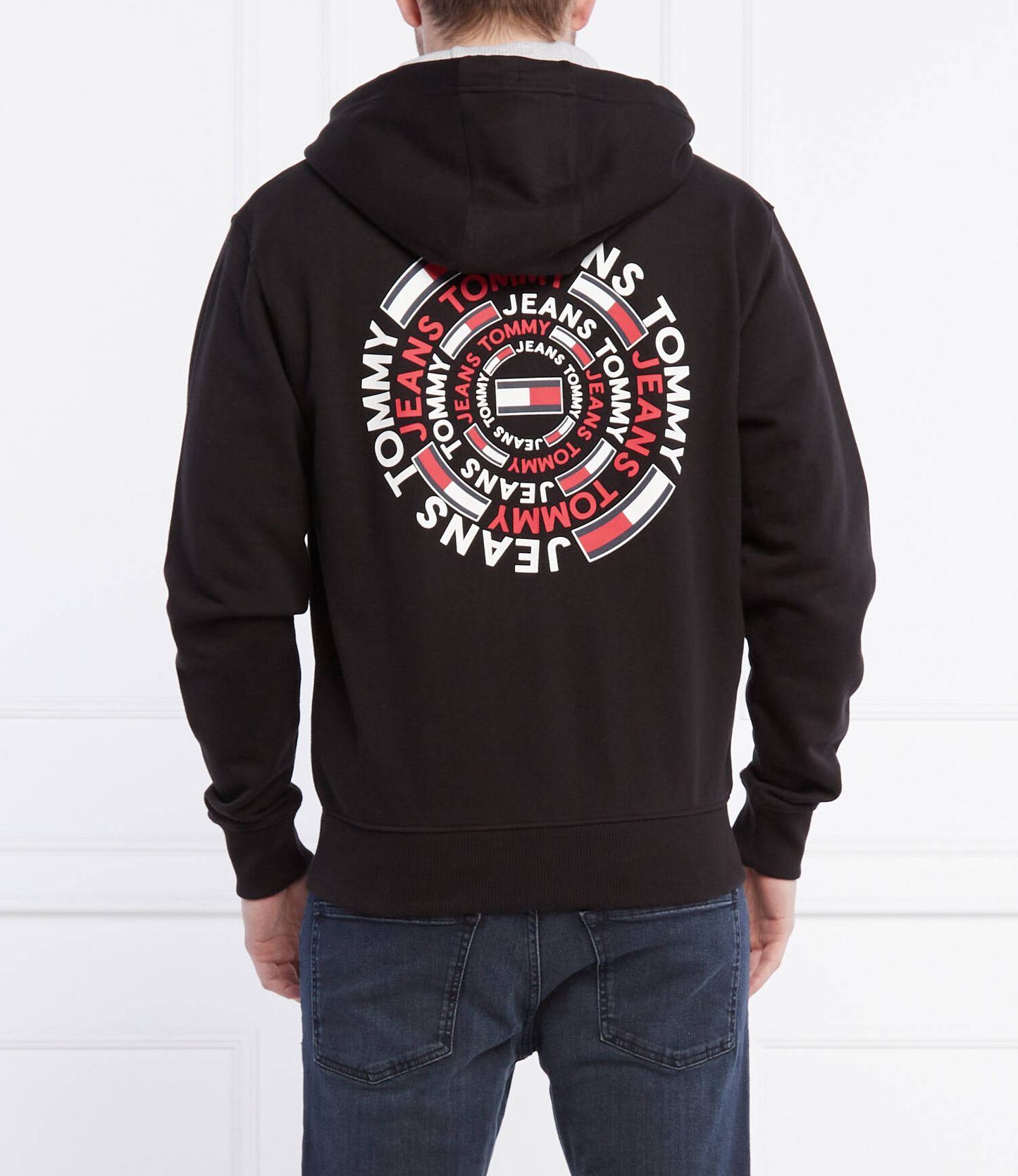 Tommy Jeans Black Zip-Up Sweatshirt with Back Print - Premium Cotton