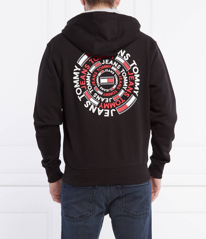 Tommy Jeans Black Zip-Up Sweatshirt with Back Print - Premium Cotton