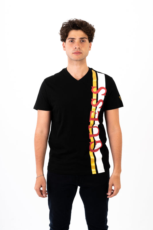 GUESS T-SHIRT WITH RUBBER PRINT LOGO - SLIM FIT